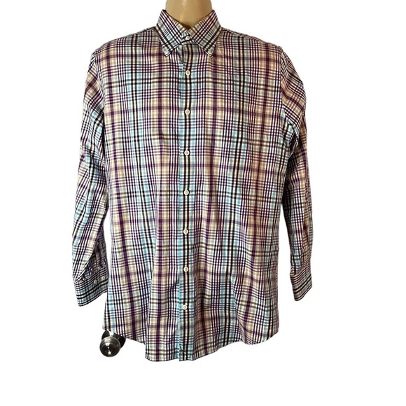 Peter Millar Other - Peter Millar long sleeve plaid shirt size medium pink purple blue